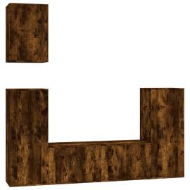 Set dulapuri tv, 5 piese, stejar fumuriu, lemn prelucrat, 2 image