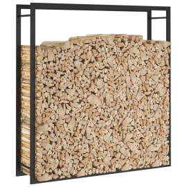 Suport pentru lemne de foc, negru mat, 110x28x116 cm, oțel, 5 image