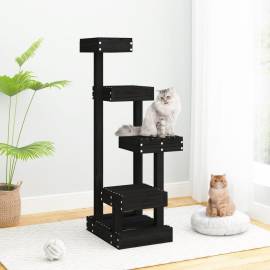 Ansamblu de pisici, negru, 45,5x49x103 cm, lemn masiv de pin