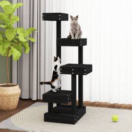 Ansamblu de pisici, negru, 45,5x49x103 cm, lemn masiv de pin, 3 image