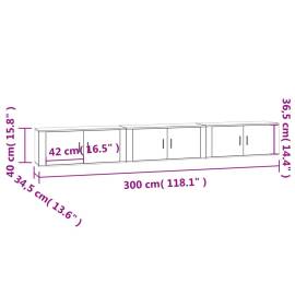 Dulapuri tv montate perete 3 buc. alb extralucios 100x34,5x40cm, 8 image