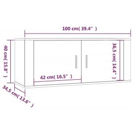 Set dulap tv, 4 piese, gri beton, lemn prelucrat, 8 image