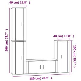 Set dulap tv, 4 piese, gri beton, lemn prelucrat, 7 image