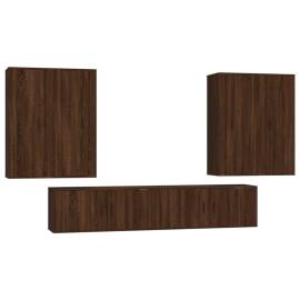 Set dulapuri tv, 6 piese, stejar maro, lemn prelucrat, 2 image