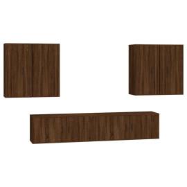 Set dulapuri tv, 6 piese, stejar maro, lemn prelucrat, 2 image
