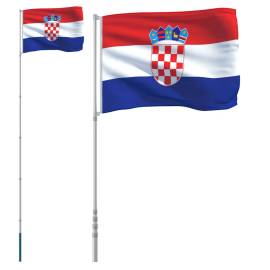 Steag croația și stâlp din aluminiu, 5,55 m, 2 image