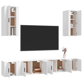 Set dulap tv, 6 piese, alb, lemn prelucrat, 3 image