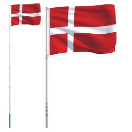 Steag danemarca și stâlp din aluminiu, 5,55 m, 2 image