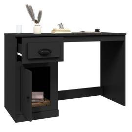 Birou cu sertar, negru, 115x50x75 cm, lemn prelucrat, 5 image