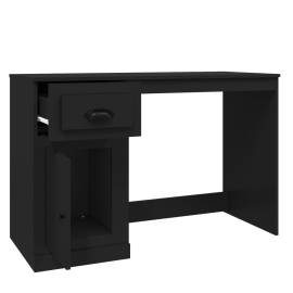 Birou cu sertar, negru, 115x50x75 cm, lemn prelucrat, 8 image
