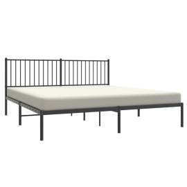 Cadru de pat metalic cu tăblie, negru, 180x200 cm, 3 image