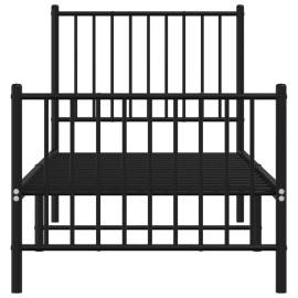Cadru pat metalic cu tăblii de cap/picioare, negru, 75x190 cm, 5 image