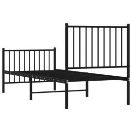 Cadru pat metalic cu tăblii de cap/picioare, negru, 75x190 cm, 7 image