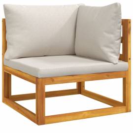 Canapea de colț modulară, perne gri deschis, lemn masiv acacia, 2 image