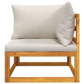 Canapea de colț modulară, perne gri deschis, lemn masiv acacia, 5 image