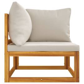 Canapea de colț modulară, perne gri deschis, lemn masiv acacia, 4 image