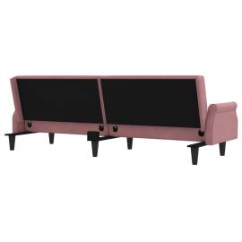 Canapea extensibilă cu cotiere, roz, catifea, 6 image