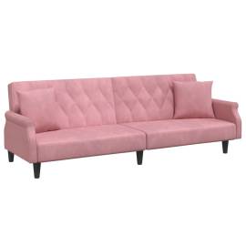 Canapea extensibilă cu cotiere, roz, catifea, 2 image