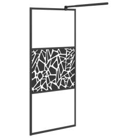 Paravan duș walk-in cu raft negru 80x195 cm sticlă esg/aluminiu, 5 image