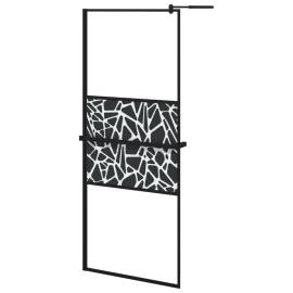 Paravan duș walk-in cu raft negru 80x195 cm sticlă esg/aluminiu, 2 image