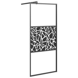 Paravan duș walk-in cu raft negru 80x195 cm sticlă esg/aluminiu, 3 image