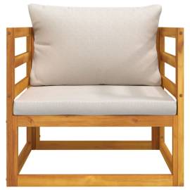 Scaun de grădină cu pernă gri deschis, lemn masiv de acacia, 5 image