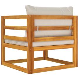 Scaun de grădină cu pernă gri deschis, lemn masiv de acacia, 6 image