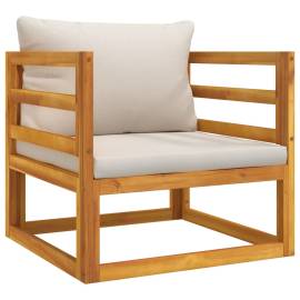 Scaun de grădină cu pernă gri deschis, lemn masiv de acacia, 2 image