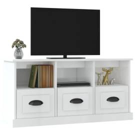 Comodă tv, alb extralucios, 100x35x50 cm, lemn prelucrat, 4 image