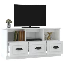Comodă tv, alb extralucios, 100x35x50 cm, lemn prelucrat, 5 image