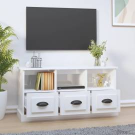Comodă tv, alb extralucios, 100x35x50 cm, lemn prelucrat, 3 image