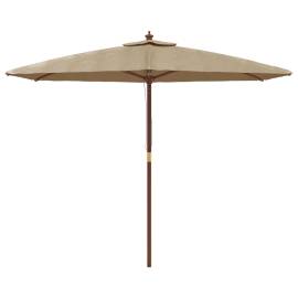 Umbrelă de soare de grădină stâlp de lemn, gri taupe, 299x240cm, 3 image