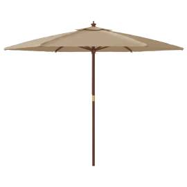 Umbrelă de soare de grădină stâlp de lemn, gri taupe, 299x240cm, 4 image