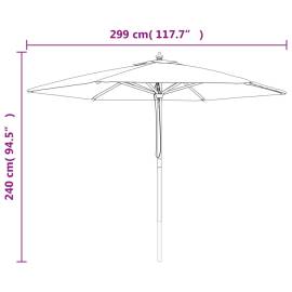 Umbrelă de soare de grădină stâlp de lemn, gri taupe, 299x240cm, 8 image