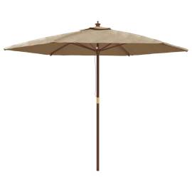 Umbrelă de soare de grădină stâlp de lemn, gri taupe, 299x240cm, 2 image