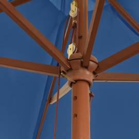 Umbrelă de soare de grădină stâlp din lemn, albastru, 299x240cm, 6 image