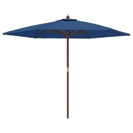 Umbrelă de soare de grădină stâlp din lemn, albastru, 299x240cm, 2 image