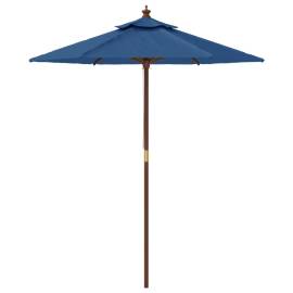 Umbrelă de soare de grădină stâlp din lemn, albastru 196x231 cm, 4 image