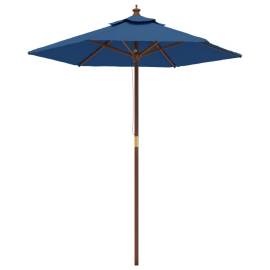 Umbrelă de soare de grădină stâlp din lemn, albastru 196x231 cm, 2 image