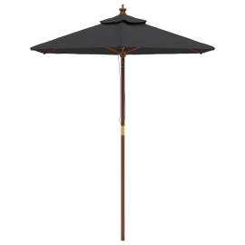 Umbrelă de soare de grădină stâlp din lemn, negru, 196x231 cm, 3 image
