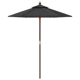 Umbrelă de soare de grădină stâlp din lemn, negru, 196x231 cm, 4 image