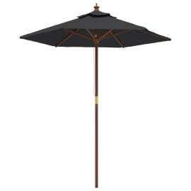 Umbrelă de soare de grădină stâlp din lemn, negru, 196x231 cm, 2 image