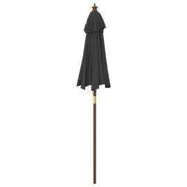 Umbrelă de soare de grădină stâlp din lemn, negru, 196x231 cm, 5 image