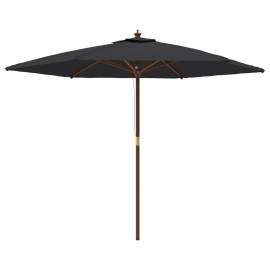 Umbrelă de soare de grădină stâlp din lemn, negru, 299x240 cm, 2 image