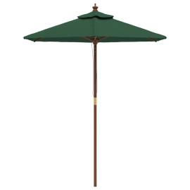 Umbrelă de soare de grădină stâlp din lemn, verde, 196x231 cm, 3 image