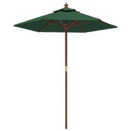 Umbrelă de soare de grădină stâlp din lemn, verde, 196x231 cm, 2 image
