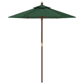 Umbrelă de soare de grădină stâlp din lemn, verde, 196x231 cm, 4 image