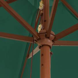Umbrelă de soare de grădină stâlp din lemn, verde, 299 x 240 cm, 6 image