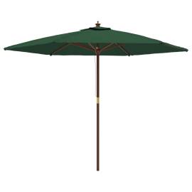 Umbrelă de soare de grădină stâlp din lemn, verde, 299 x 240 cm, 2 image