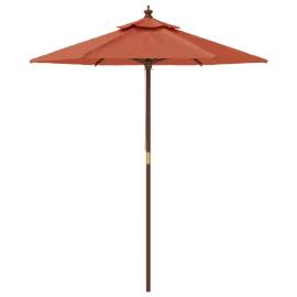 Umbrelă de soare de grădină stâlp din lemn cărămiziu 196x231 cm, 4 image